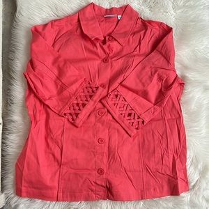 Denim & Co. Women's 1X Porcelain Rose/Coral  Jacket